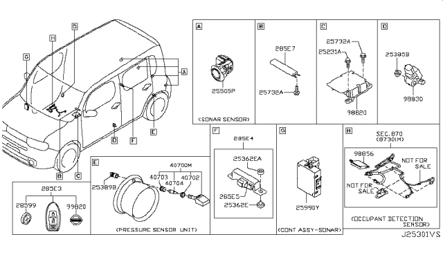 2009 Nissan Cube Sensor-Sonar Diagram for 25994-CM10D