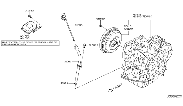 2014 Nissan Cube REMAN TRANSAXLE Assembly - Automatic Diagram for 3102M-1XC6BRE