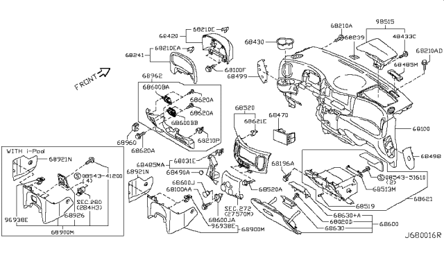 2009 Nissan Cube Instrument Panel,Pad & Cluster Lid Diagram 3