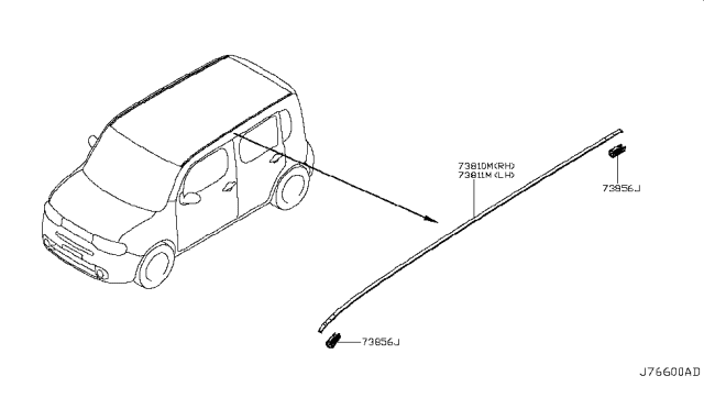 2010 Nissan Cube Moulding-Roof Drip,RH Diagram for 73852-1FA2A