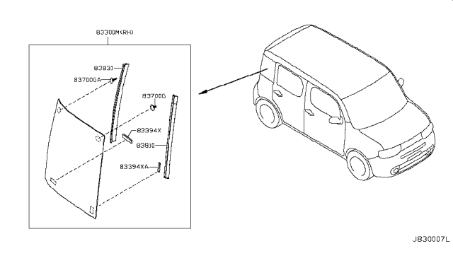2009 Nissan Cube Side Window Diagram