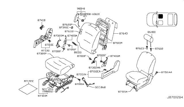 2009 Nissan Cube Front Seat Diagram 8