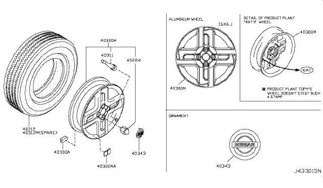 2014 Nissan Cube Road Wheel & Tire Diagram 1