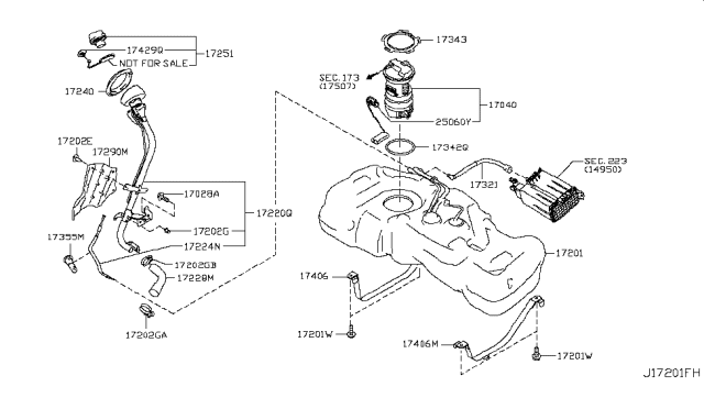2014 Nissan Cube Band Assy-Fuel Tank Mounting Diagram for 17406-1FC0A