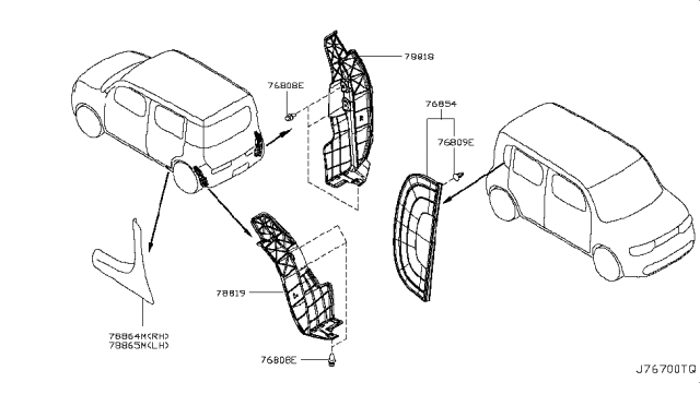 2011 Nissan Cube Closing-Rear Bumper,LH Diagram for 78817-1FA0A