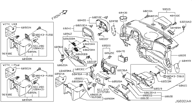 2009 Nissan Cube Cover-Instrument Lower Diagram for 68920-1FC2A