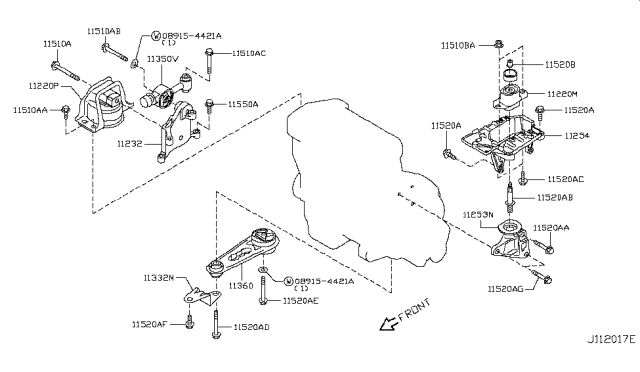2009 Nissan Cube Engine & Transmission Mounting Diagram 2