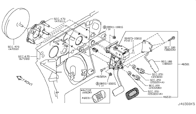 2013 Nissan Cube Brake & Clutch Pedal Diagram 2