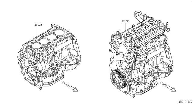 2014 Nissan Cube Engine Assy-Bare Diagram for 10102-1FLHB
