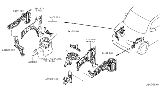 2014 Nissan Cube Hood Ledge & Fitting Diagram 1