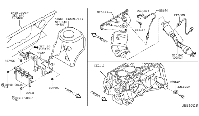 2011 Nissan Cube Engine Control Module Diagram for 23710-1FN3B