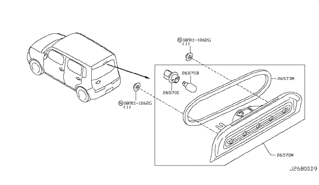 2011 Nissan Cube High Mounting Stop Lamp Diagram 2