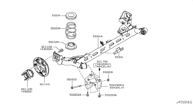 2014 Nissan Cube Spring - Rear Suspension Diagram for 55020-1FW0A