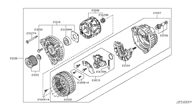 2011 Nissan Cube Alternator Compatible Diagram for 23100-1FC1A