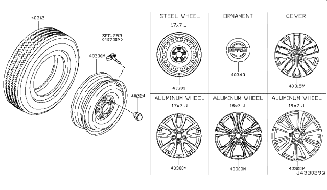 2017 Nissan Rogue Road Wheel & Tire Diagram 3