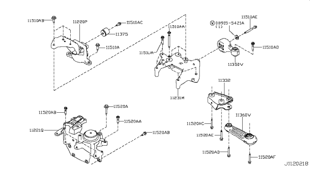 2017 Nissan Rogue Dynamic Damper Assembly Diagram for 11375-EN00A