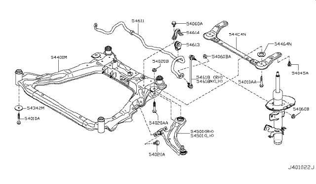 2017 Nissan Rogue Stabilizer-Front Diagram for 54611-4BA1A