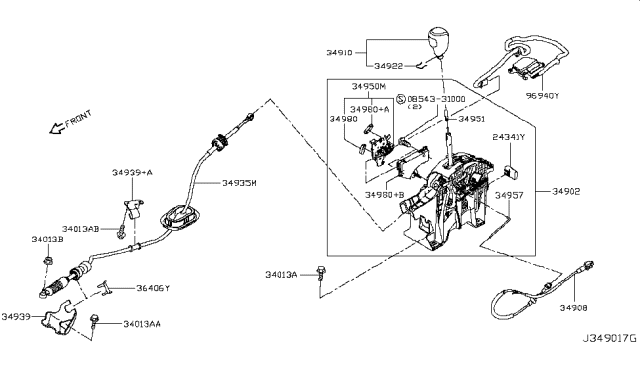 2018 Nissan Rogue Transmission Control Device Assembly Diagram for 34901-6FL0B