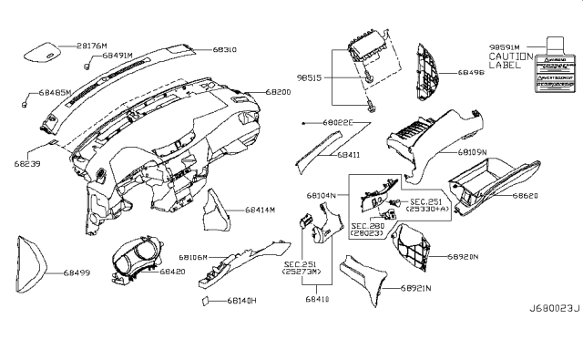 2016 Nissan Rogue Instrument Panel,Pad & Cluster Lid Diagram 2