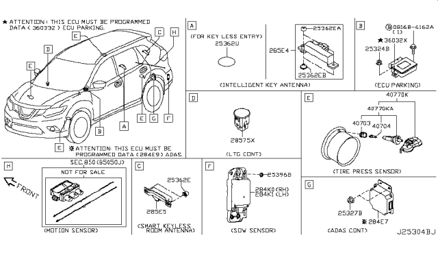 2017 Nissan Rogue Tire Pressure Sensor Kit Diagram for 40770-4CB1A