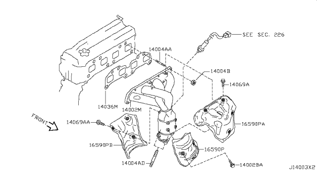 2017 Nissan Rogue Exhaust Manifold With Catalytic Converter Diagram for 140E2-3TU1E
