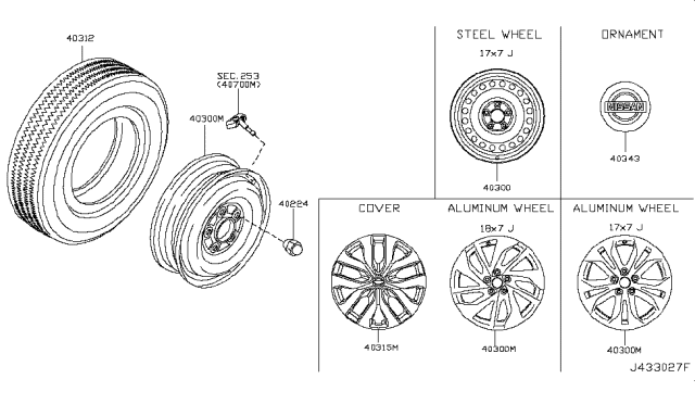 2017 Nissan Rogue Road Wheel & Tire Diagram 2