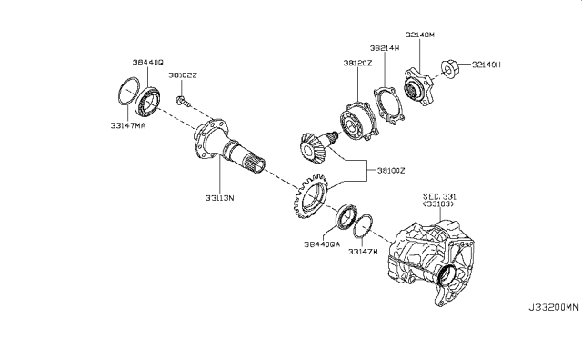 2018 Nissan Rogue Gear-Ring,Transfer Diagram for 33113-4BA0B