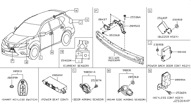2017 Nissan Rogue Controller Assembly-Power,Back Door Diagram for 284G0-4BA2A