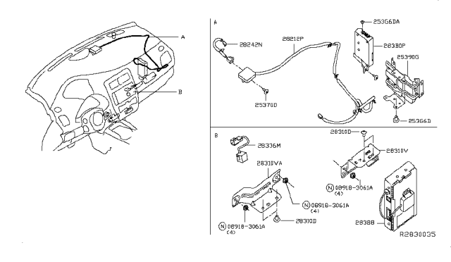 2014 Nissan Leaf Bracket-Electric Unit Diagram for 25233-3NF0E