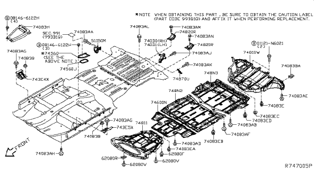 2015 Nissan Leaf Cover-Engine Diagram for 74811-3NF0A