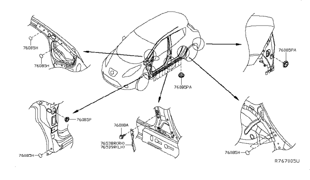 2013 Nissan Leaf Body Side Fitting Diagram 3
