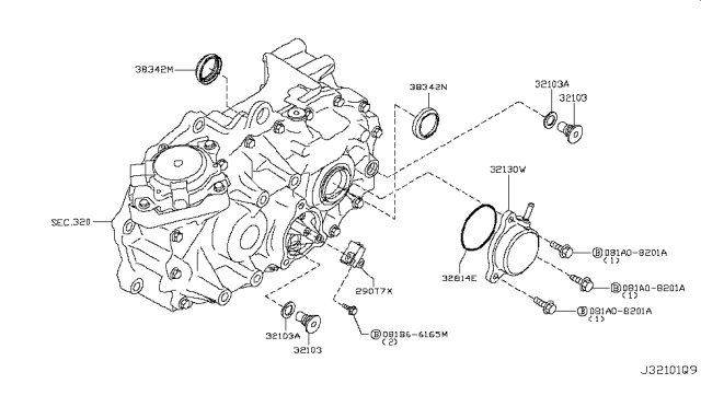 2013 Nissan Leaf Transmission Case & Clutch Release Diagram