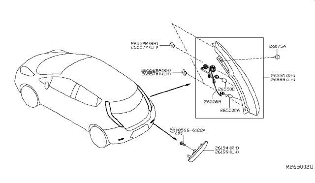 2014 Nissan Leaf Combination Lamp Assy-Rear,LH Diagram for 26555-3NF0A