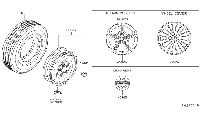 2016 Nissan Leaf Aluminum Wheel Diagram for 40300-3NF2E