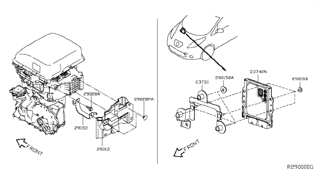 2014 Nissan Leaf Module Assy-Powertrain Control Diagram for 23740-3NF1C