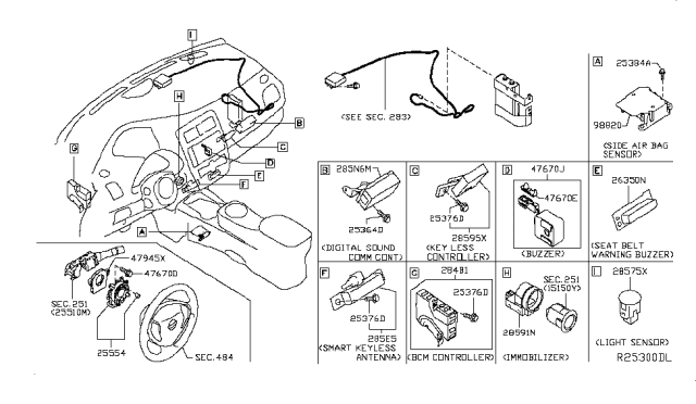 2015 Nissan Leaf Sensor-Side AIRBAG Center Diagram for 98820-3NF9A