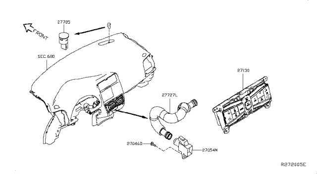 2016 Nissan Leaf Control Assembly Diagram for 27500-3NF0B