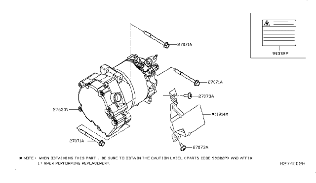 2015 Nissan Leaf Compressor-Air Conditioner Diagram for 92600-3NG0A