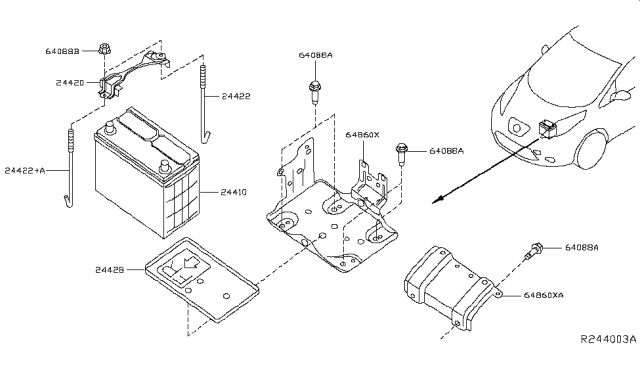 2015 Nissan Leaf Bracket Assembly-Battery Mounting Diagram for 64860-3NF0A