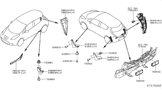 2013 Nissan Leaf Body Side Fitting Diagram 1