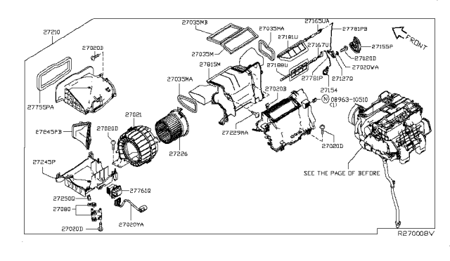 2014 Nissan Leaf Blower Assembly-Air Conditioner Diagram for 27210-4DB0A