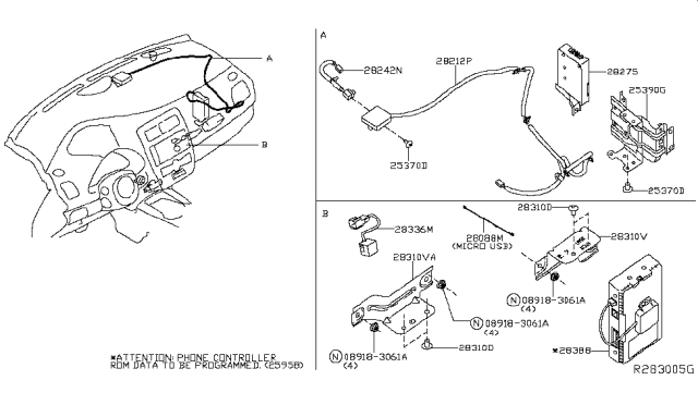 2017 Nissan Leaf Feeder-Antenna,Sub Diagram for 28242-4NR0A