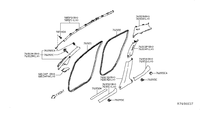 2015 Nissan Leaf Body Side Trimming Diagram