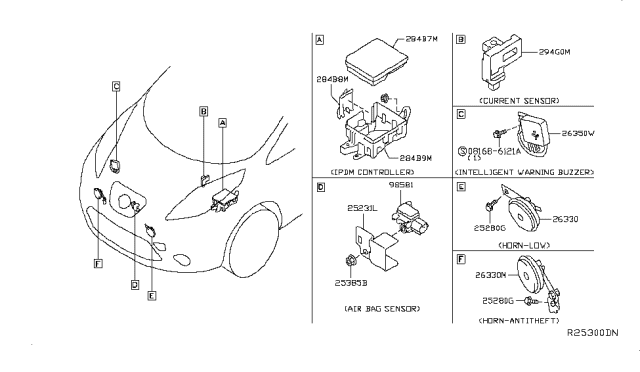 2017 Nissan Leaf Horn Assy-Electric Low Diagram for 25620-3NF0A