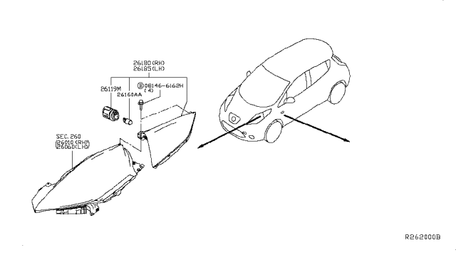 2013 Nissan Leaf Side Marker Lamp Assy-LH Diagram for 26185-3NF0A