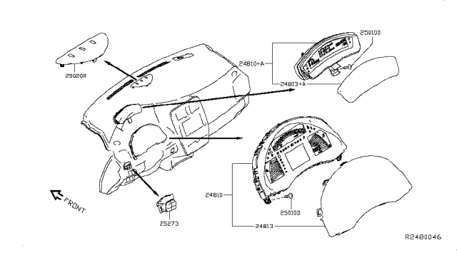 2015 Nissan Leaf Warning Assembly-Instrument, A Diagram for 25020-3NA0B