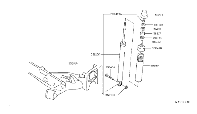 2017 Nissan Leaf Arm Rear Suspension RH Diagram for 55501-3NF0B