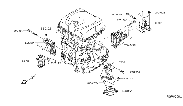 2017 Nissan Leaf Insulator Assy-Motor Mounting,Front Diagram for 11220-3NF0A