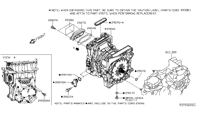 2014 Nissan Leaf Motor Assembly - Traction Diagram for 290A0-3NF1C
