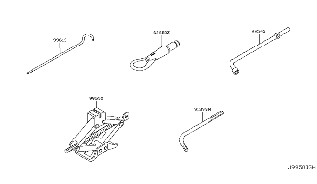 2014 Nissan 370Z Tool Kit & Maintenance Manual Diagram 2